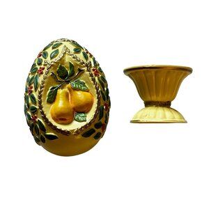 Avon Ceramic Egg Decor With Stand - Seasons‎ Treasures Fruit Harvest By M. Zayas